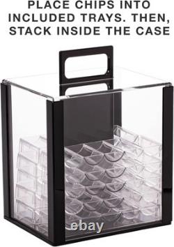 Versatile 1000 Poker Chip Set 14g Clay Chips with Removable Acrylic Tray Case