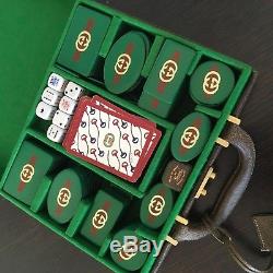 Very Rare Vintage Monogram Gucci Poker Set with Hand Finished Burlwood Case