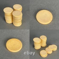 Vintage 1920's 77 Poker Chip Miniature Travel Leather Case Bakelite Clay Plastic