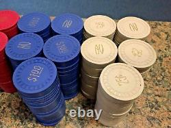 Vintage 1950's Clay Poker Chip Set 5 Denominations 400 AV Chips in Original