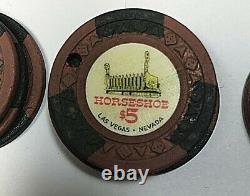 Vintage 1951 Binion's Horseshoe Club $5.00 Poker Chip Set of 100 Las Vegas NV