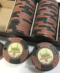 Vintage 1951 Binion's Horseshoe Club $5.00 Poker Chip Set of 100 Las Vegas NV