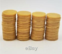Vintage 195pc. Yellow, Green, & Red Swirl Bakelite Poker Chip Set and Wood Caddy