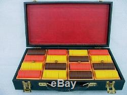 Vintage 1960 T R King Set Of 400 Scrown Mold Poker Chips PDN Monogram Ex W Case