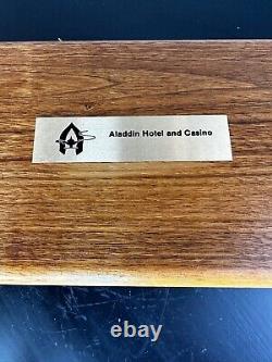 Vintage 1970's Aladdin Hotel Las Vegas Poker Chip Wood Set VIP Guest Gift