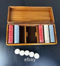 Vintage 1970's Aladdin Hotel Las Vegas Poker Chip Wood Set VIP Guest Gift