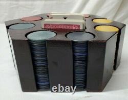 Vintage 200 Clay Poker Chips Card Set Wood Case