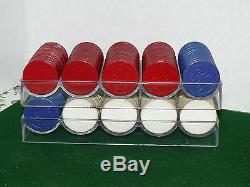 Vintage 250 Embossed Unbreakable Noiseless Poker Chips Set Same On Both Sides