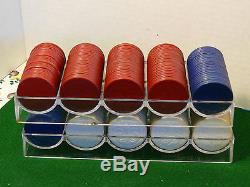 Vintage 250 Embossed Unbreakable Noiseless Poker Chips Set Same On Both Sides