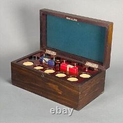 Vintage'40s 291 Poker Chip Set in Box with Caddy & 2 Decks Bakelite Clay Plastic