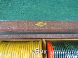 Vintage 437 Red, Butterscotch and Green Bakelite Chip Set in Case Box