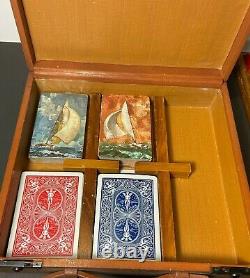 Vintage 465 Bakelite Catalin Marbled Swirl Poker Chips Game Set Cards & Dice