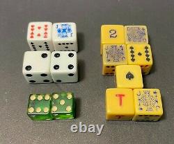 Vintage 465 Bakelite Catalin Marbled Swirl Poker Chips Game Set Cards & Dice