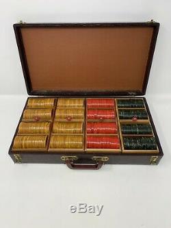 Vintage 500+ Bakelite Catalin Poker Chip Set With Case & Trays