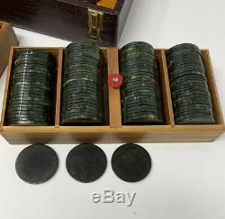 Vintage 500+ Bakelite Catalin Poker Chip Set With Case & Trays