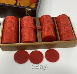 Vintage 500+ Bakelite Catalin Poker Chip Set With Case & Trays