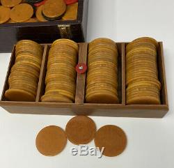 Vintage 500+ Bakelite Catalin Poker Chip Set With Case & Trays