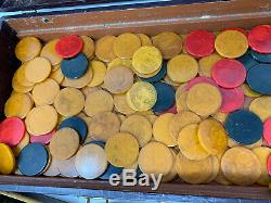 Vintage 500+ Bakelite Catalin Poker Chip Set With Case & Trays