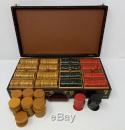 Vintage 500+ Bakelite Catalin Poker Chip Set With Case & Trays