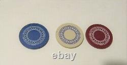 Vintage 9 1/4 Inch Wood Poker Chip Set With Roughly 290 Vintage Chips