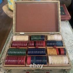 Vintage Abercrombie & Fitch Bakelite Poker Chip c1930s Boxed Set