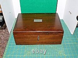 Vintage Antique Clay Poker Chip Set In Original Mahogany Box Case Antique