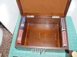 Vintage Antique Clay Poker Chip Set In Original Mahogany Box Case Antique