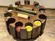 Vintage Antique Early 1900s Wooden Swivel Poker Set With 230+ Clay Chips & 2 Decks