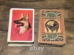 Vintage Antique Early 1900s Wooden Swivel Poker Set With 230+ Clay Chips & 2 Decks