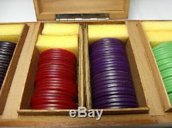 Vintage Art Deco Bakelite Poker Chips Set 138 pcs Scarce Colors 1 1/2