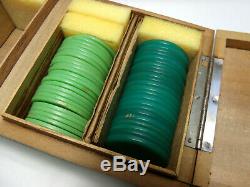 Vintage Art Deco Bakelite Poker Chips Set 138 pcs Scarce Colors 1 1/2