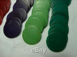 Vintage Art Deco Bakelite Poker Chips Set 138 pcs Scarce Colors 1 1/2