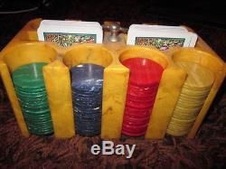 Vintage Bakelite Catalin Caddy Poker Chip Set