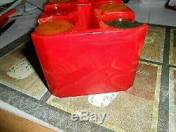Vintage Bakelite/Catalin Marbled Red Poker Chip Holder set polished stunning