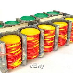 Vintage Bakelite Catalin Poker Chip Caddy Set w Chips Marbled 1940s