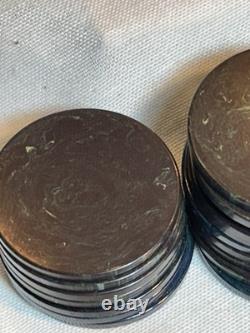 Vintage Bakelite Catalin Poker Chip Set Of 219 In Lowe Case Red Green Buttersc