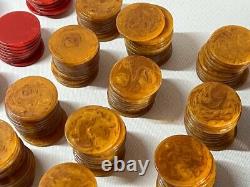 Vintage Bakelite Catalin Poker Set with Over 200 Chips Drueke No. 511