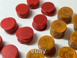 Vintage Bakelite Catalin Poker Set with Over 200 Chips Drueke No. 511