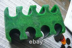 Vintage Bakelite Green Marbalized Poker Chip Holder 204 Translucant Chips