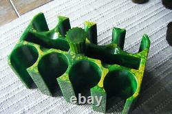 Vintage Bakelite Green Marbalized Poker Chip Holder 204 Translucant Chips