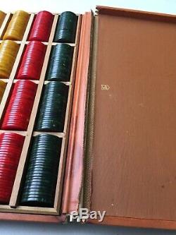 Vintage Bakelite Marbled (Catalin) 400 Piece Poker Chip Set in Case