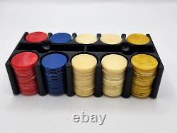 Vintage, Bakelite Marbled Design, Poker Chip Set With Carrier, Complete