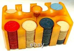 Vintage Bakelite Poker Chip Holder Clay Chips Monkeying Airplane Gambling Casino