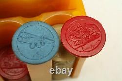 Vintage Bakelite Poker Chip Holder Clay Chips Monkeying Airplane Gambling Casino