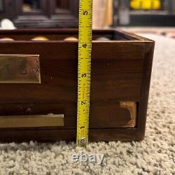 Vintage Bakelite Poker Chip Set 251 chips Wood Brass Box WLS