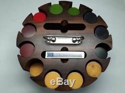 Vintage Bakelite Poker Chip Set And Wood Carousel Caddy 300+ Chips & Cards