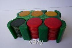 Vintage Bakelite Poker Chip Set Small 94 chips