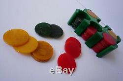 Vintage Bakelite Poker Chip Set Small 94 chips