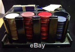 Vintage Bakelite Poker Set with Vintage Cards and Chips