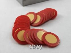 Vintage Bakelite Two Color Injected Poker Chip Set New Old Stock